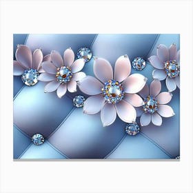 Blue Flowers Wallpaper Canvas Print