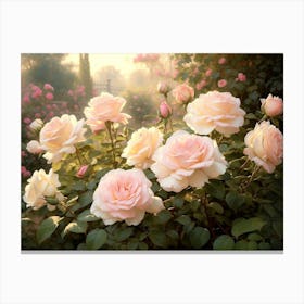 Morning Light In The Rose Garden 1 Canvas Print