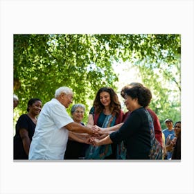 Group Of People Holding Hands 1 Canvas Print