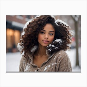 Beautiful African American Woman In Winter 4 Canvas Print