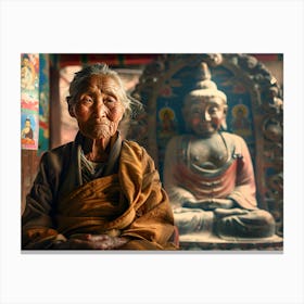 Shantiva zaga, a look from a buddhist nun near the Buddha Canvas Print