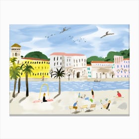 Trieste Italy Cute Watercolour Illustration 3 Canvas Print