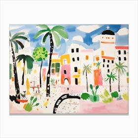 Bari Italy Cute Watercolour Illustration 3 Canvas Print