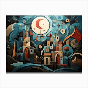 City Under The Moon Canvas Print