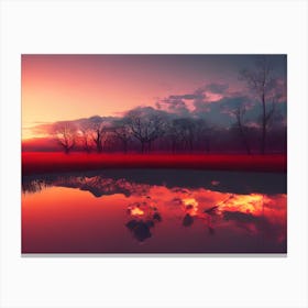 Sunset In A Pond Canvas Print