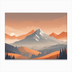 Misty mountains horizontal background in orange tone 5 Canvas Print