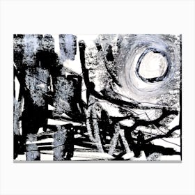 Abstract Night Painting, Black And White Canvas Print