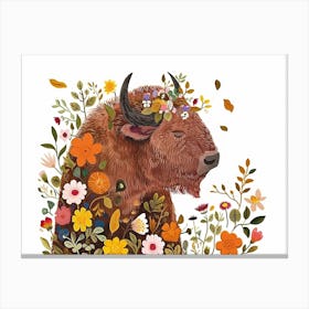 Little Floral Buffalo 3 Canvas Print