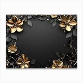 Gold Floral Frame Canvas Print