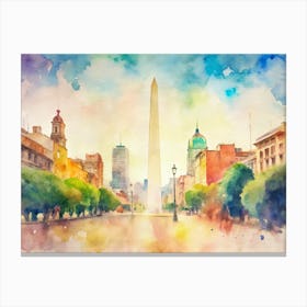 Watercolor Of Boston 1 Canvas Print