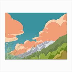 Cartoon Clouds In The Sky Canvas Print