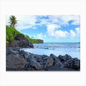 Black Sand Beach On The Road To Hanna (Maui Series) Canvas Print
