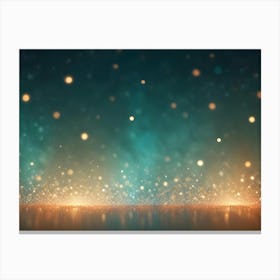 A Background Featuring A Teal And Green Gradient With A Scattering Of Golden Lights, Creating A Dreamy And Ethereal Atmosphere Canvas Print