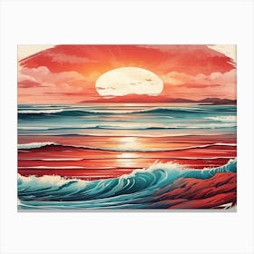 Sunset On The Beach Canvas Print