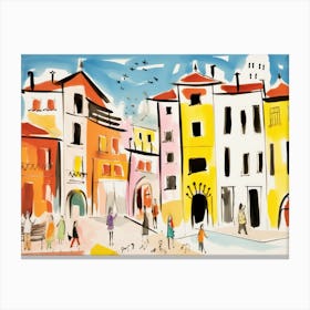 Trento Italy Cute Watercolour Illustration 3 Canvas Print