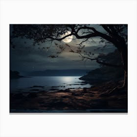 Moonlight Over The Water Canvas Print