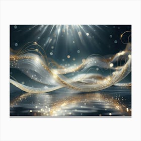 Sparkling golden waves in the sea 7 Canvas Print