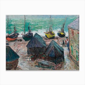 Boats On The Beach At Étretat, (1885), Claude Monet Canvas Print