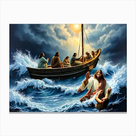 Jesus Saving Peter - Ai Canvas Print