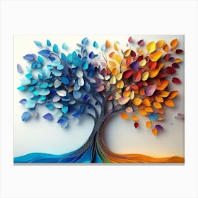 Colorful Tree With Leaves On Hanging Canvas Print