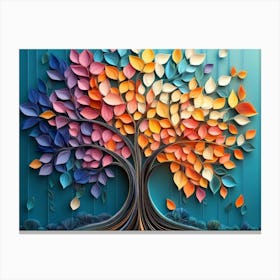 Colorful Tree With Leaves On Hanging Branches 21 Canvas Print