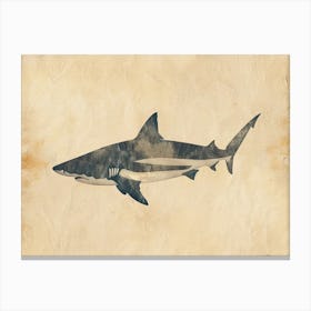 Bull Shark Grey Silhouette 1 Canvas Print