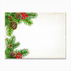 Christmas Frame With Pine Cones Canvas Print