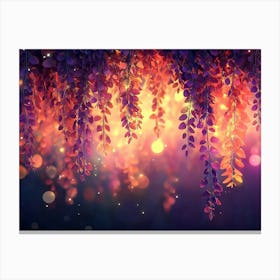 Elegant Colorful with Vibrant Flower Hanging Branches Illustration Background 3 Canvas Print