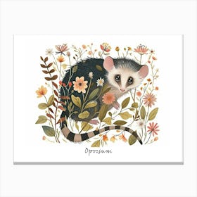 Little Floral Opossum 4 Poster Canvas Print