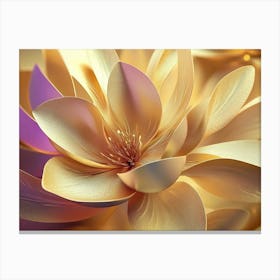 Golden Floral Abstract Vintage Flower Design, Gold Nature 3d Canvas Print