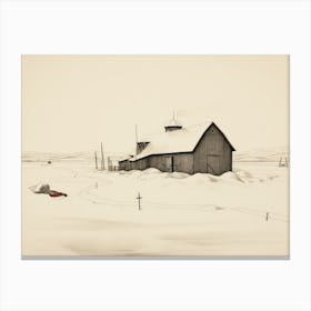 Moody Winter Farmhouse Sketch Canvas Print