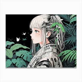 Girl In A Forest Canvas Print