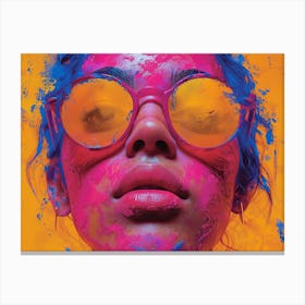 Psychedelic Portrait: Vibrant Expressions in Liquid Emulsion 'Painting' Canvas Print
