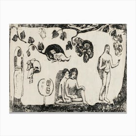 Women, Animals, And Foliage, From The Suite Of Late Woodblock Prints, Paul Gauguin Canvas Print