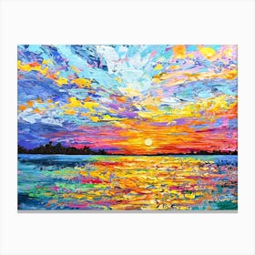 Sunset Over The Water Canvas Print