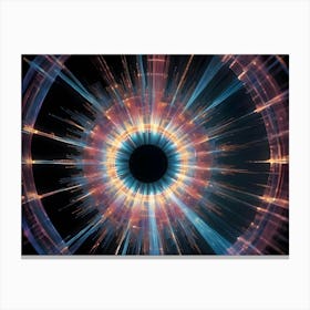 Abstract Circular Pattern With Glowing Lines And A Black Center, Resembling An Eye Or A Portal Canvas Print