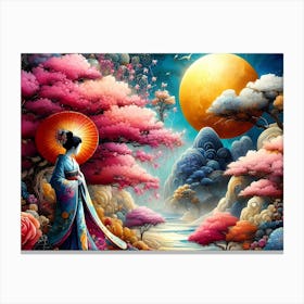 Geisha Outside - Painting Canvas Print