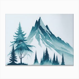 Mountain And Forest In Minimalist Watercolor Horizontal Composition 268 Canvas Print