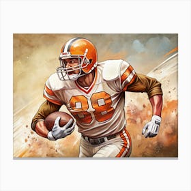 American Football Player Running With Ball 2 Canvas Print