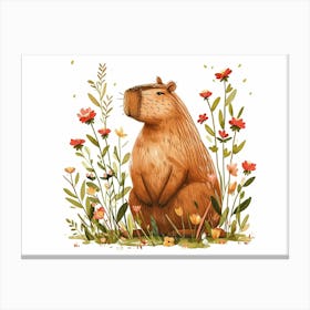 Little Floral Capybara 2 Canvas Print