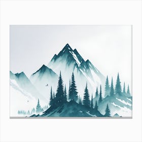 Mountain And Forest In Minimalist Watercolor Horizontal Composition 44 Canvas Print
