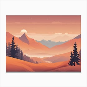 Misty mountains horizontal background in orange tone 91 Canvas Print