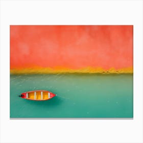 Red Boat In The Water Canvas Print