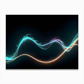 Abstract Image Of Colorful, Glowing Waves On A Black Background, Creating A Dynamic And Energetic Effect Canvas Print