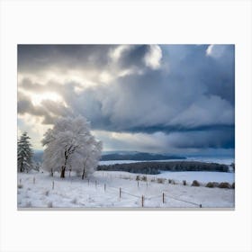 Storm Clouds Over A Snowy Landscape Canvas Print