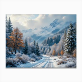 Snowy Mountain Road Canvas Print