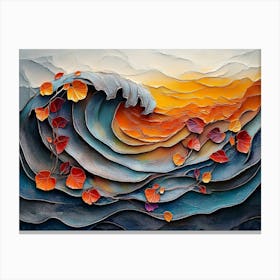 3d Colorful Wave Oil Painting Canvas Print