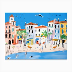 Rimini Italy Cute Watercolour Illustration 3 Canvas Print