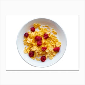 Cereal Bowl With Raspberries Canvas Print