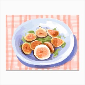 A Plate Of Figs, Top View Food Illustration, Landscape 8 Canvas Print